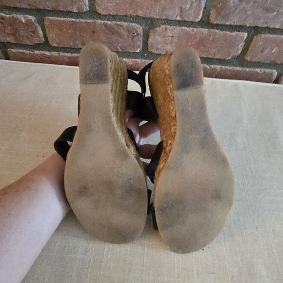 Eric Michael Espadrill Sandal Size 5 Black Elastic Straps - Picture 9 of 11